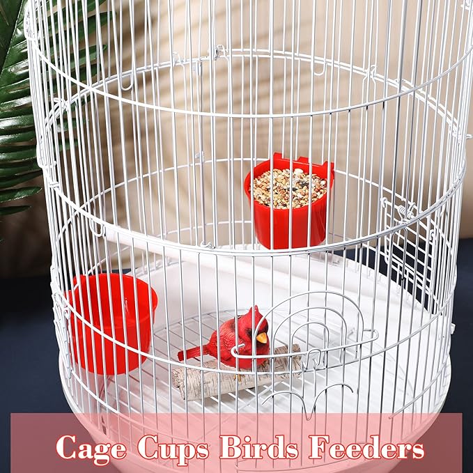 Sumind 60 Pcs Cage Cups Chicken Feeder Birds Hanging Feeders Seed Bowl 8 oz Plastic Water Bowl Hanging Chicken Gamefowl Waterer Feeding Watering Dish Coop Cups for Parrot Parakeet Poultry(Red)