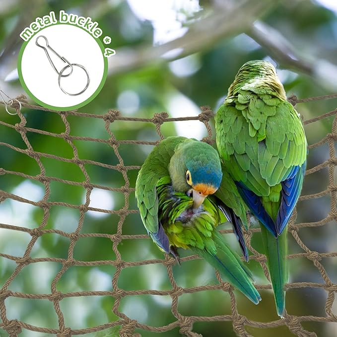 Parrot Climbing Net Jungle Fever Rope Small Animals Toys for Parakeets Lovebirds Finch Budgerigars Conure Cockatiel (L 24" x 24")