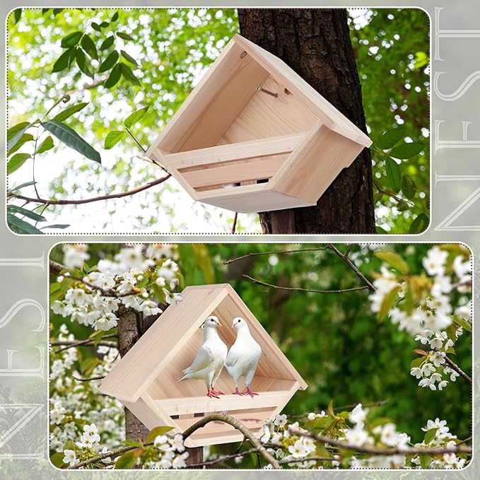 DoubleFill Cedar Dove Nesting Box Dove House Nest for Bird Pigeon Outside Doves Nesting and Roosting Platform Garden Decoration