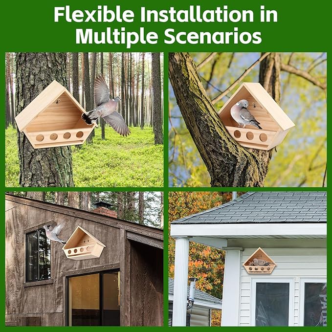 Dove Bird House for Outside, 14" L x 10.2" H x 5.3" W Mourning Dove Nesting Box, Pigeon House with 2 Preset Mounting Holes - Easy to Install & Remove