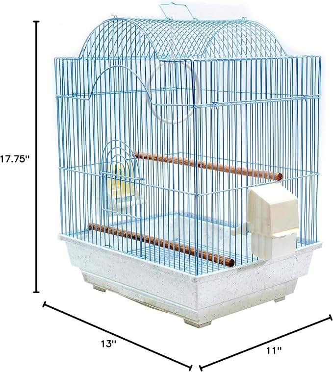 Penn-Plax Bird-Life Bird Cage Starter Kit with Accessories - White Arched Cage - for Parakeets, Lovebirds, Parrotlets, and Finches - Small (BCK1)