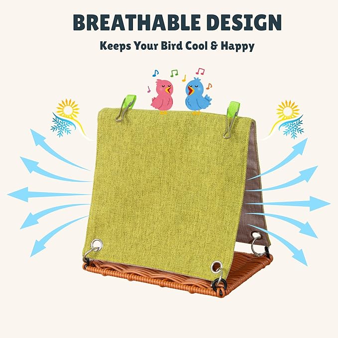 Cozy Bird Bed for Cage, Hanging Bird Nest & Hideaway Hut - Washable Parakeet Cage Accessories, Soft Bird Hammock for Parakeet, Cockatiel, Lovebird, Conure, Finch, Budgie