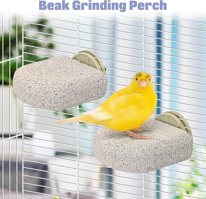 BNOSDM 6 Pcs Small Natural Parrot Beak Grinding Stone Parakeet Chew Toy Calcium Parrot Perch Stand Bird Cage Accessories for Budgies, Cockatiels, Conures, Lovebirds, Canary