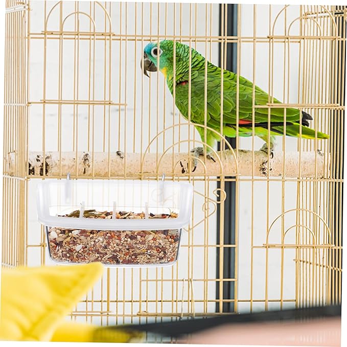 2pcs Plastic Bird Feeders Transparent Hanging Food Bowls for Parrots Birds Capacity Feeders for Learning to Eat