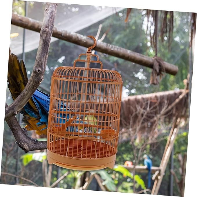 POPETPOP 1set Round Plastic Bird Cage for Parrots Cockatiels Lovebirds Easy Spacious Design for Pet Birds and Decorative Cage
