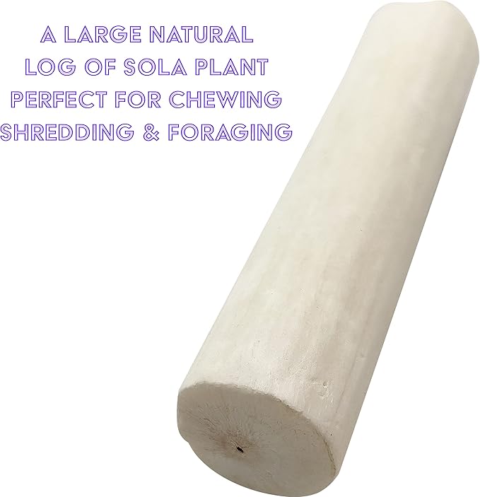by M&M 5497 Natural Sola Log PK1 - Handcut Natural Sola Wood Log Bird Foot Toy, No Bark, Lightweight, Easy for Birds to Chew with Beaks and Feet, Great for Medium Size Birds