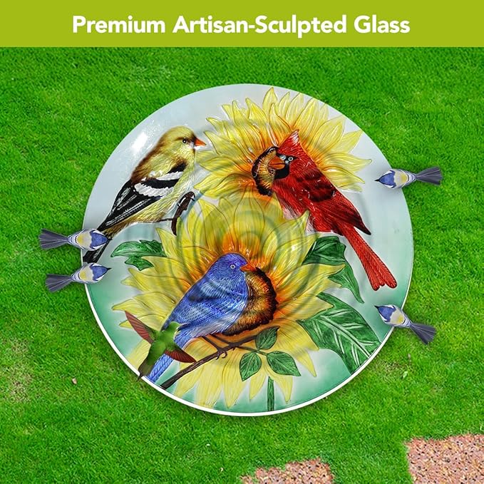 Briarwood Lane Birds in the Garden Glass Birdbath