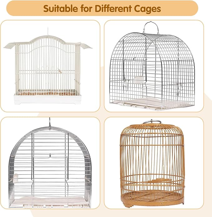 Bird Cage Seed Catcher, 45-90'' Adjustable Bird Cage Cover, Universal Nylon Bird Cage Mesh Net, Bird Cage Skirt Guard Accessories for Parrot Parakeet Macaw Round Square Cage (White)