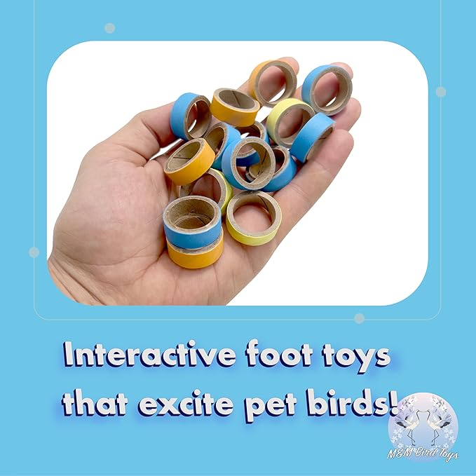 8006 Pk15 1 Inch Ring Donut - Colorful Shreddable Chewable Compressed Cardboard Foot Toy, Small Easy to Manipulate Mini Rings, Safe for All Types of Pets to Shred,