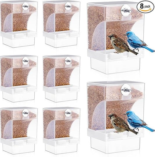 GlikCeil 8 Pcs No Mess Bird Feeder Automatic Bird Feeder for Cage Bulk Parrot Seed Food Container Cage Accessories for Small Medium Parakeet Canary Cockatoo Cockatiel Finch