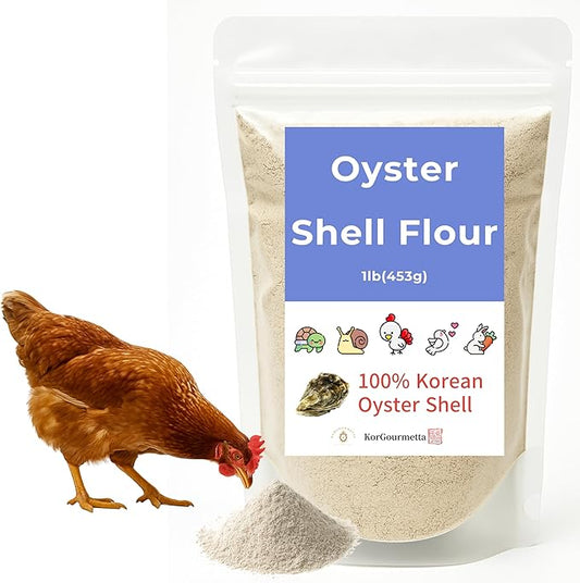 | Oyster Shell Flour 1lb – Finely Ground Calcium Material for Chickens, Ducks, Birds, Reptiles, Amphibians, and More – Crushed Oyster Shell Alternative | 굴껍질가루 (1lb)