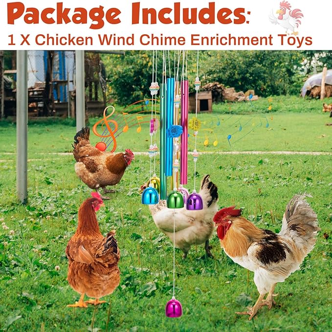 WinnerWhy Chicken Chew Toys for Coop Multicolor Chicken Wind Chime Enrichment Toys Art Hanging Decoration for Bird Parrot Parakeet Budgerigar Lovebird