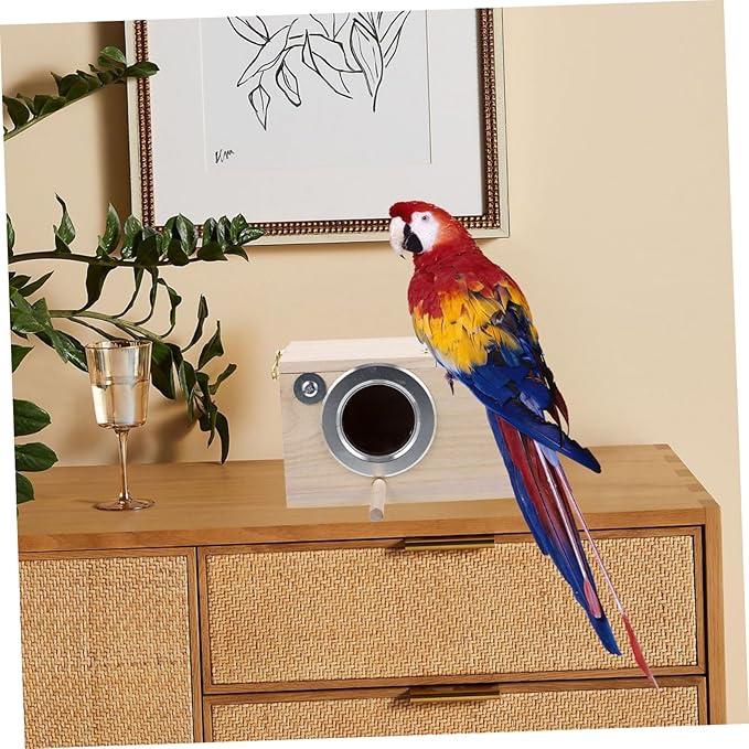 BESPORTBLE Bird Breeding Nest Box for Parakeets and Parrots Natural Wood Bird Incubator Design Comfortable Nesting Environment for Mating and Incubation