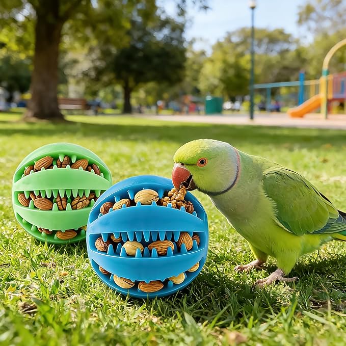 2 PCS Parrot Feeder Chew Toy Balls, Bird Treat Ball for Teething, Bird Foraging Toy for Parakeets, Cockatiel, Love Birds and Small Birds