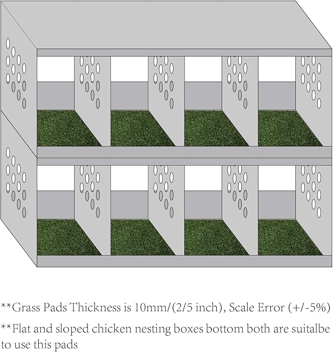 KuGuo Soft Plastic Fake Lawn Chicken Nesting Boxes Pads Chicken Bedding 12 x 12 inches (Soft Short Grass)