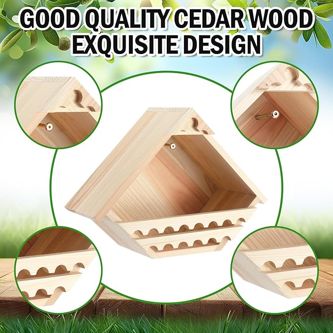 DoubleFill 2 Pcs Cedar Dove Nesting Box Bird House Outdoor Wood Triangular Opening Bird Box House for Doves Nesting and Roosting Platform Garden Decoration