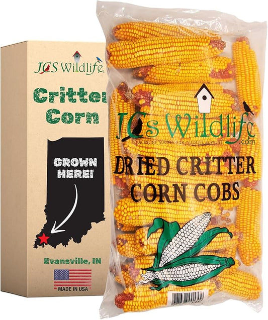 JCs Wildlife Dried Corn on the Cob for Squirrels, Whole Ear Corn Wildlife Feed for Deer Raccoons Rabbits Ducks Geese, Grown in Indiana, Breathable Bag, 14 lb Bags (1 Pack)
