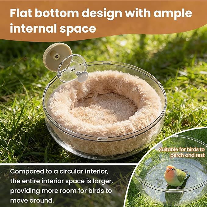 Bird Flat-Bottomed Nest for Cage Clear Transparent Observation Hanging Bite-Resistant Washable Bird House, Parakeet Breeding Nesting Plush Warm Bird Bed for Parrot Budgie Lovebird Canary