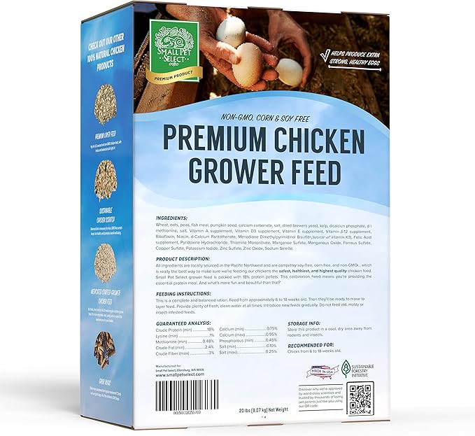 Small Pet Select - Chicken Grower Feed, Non-GMO, Corn & Soy Free, 20lb (Pack of 2)