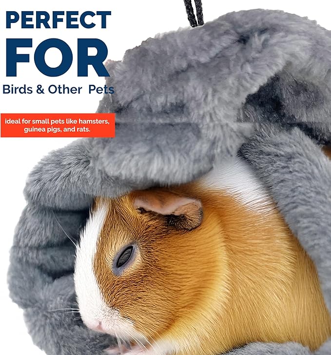 Bird Corner Fleece Blanket – Soft Cozy Cage Liner for Parrots, Conures, Cockatiels & Small Birds – 6-Inch Gray Hammock Snuggle Hut – Winter Warm Bird Cage Accessory (Large)
