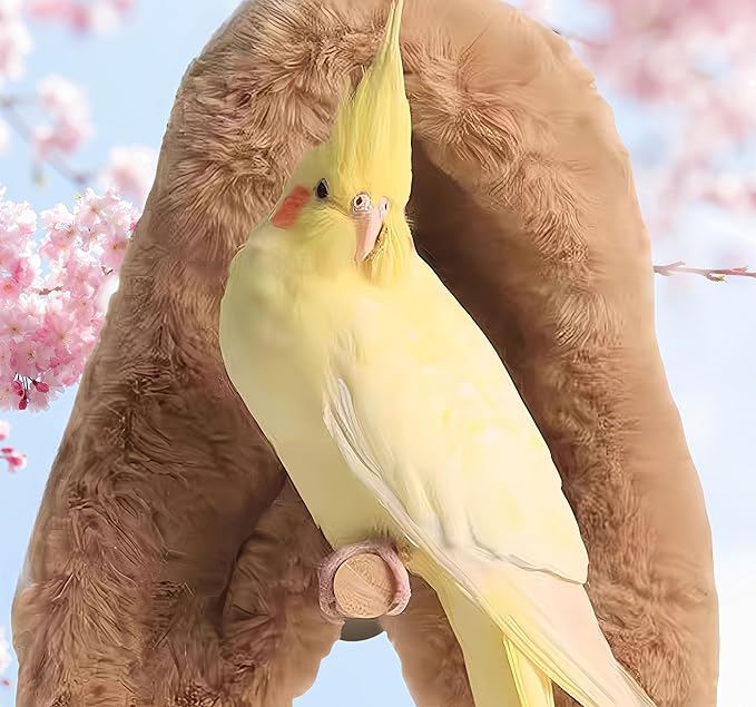 2Pcs Bird Blanket for Cage Bird Cozy Corner Fleece Parrot Snuggle Hut Warm Bird Nest House Bed Hanging Hammock Bird Shelter Bed for Parakeets Cockatiels Conure Lovebird Finch-Grey&Brown