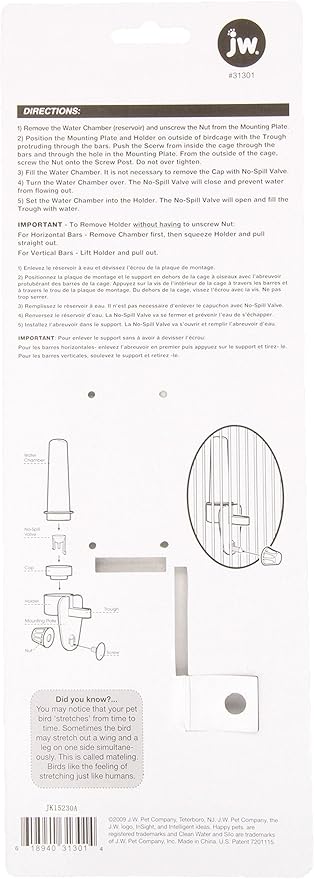 JW Clean Water Silo Bird Waterer (Pack of 2)