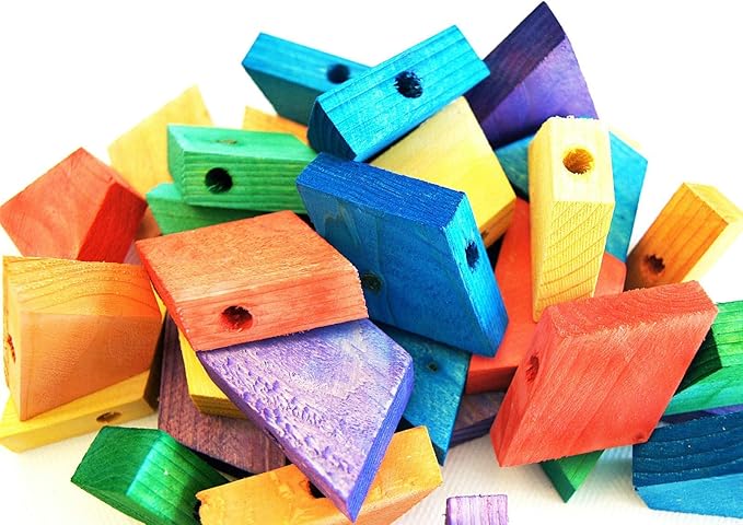 PRAKSHI 36 Wooden Blocks Parrot Bird Parts cage Toy African Grey Cockatoo c