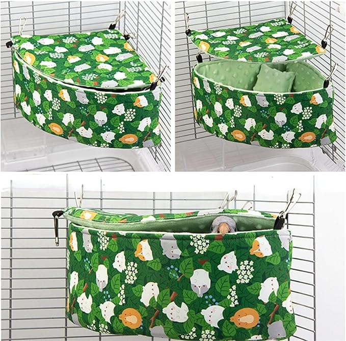 Parrot Cockatiel Warm House Bird Nest Bed Hanging Hammock Birds Sleeping Bed Parrot Hideway Bed Fleece Washable for Parrot Parakeet Cockatiels Budgies Lovebird (Small,Green)