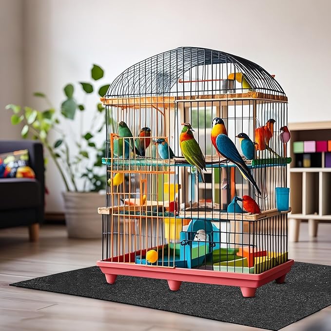 Nuanchu Large Bird Cage Mat, 30 x 36 Inch Under Pet Cage Mat, Absorbent/Waterproof Felt Pad for Bird Cages, Reptile Aquariums, Dog Kennels, with Non-Slip Backing for Hard Floors and Surfaces