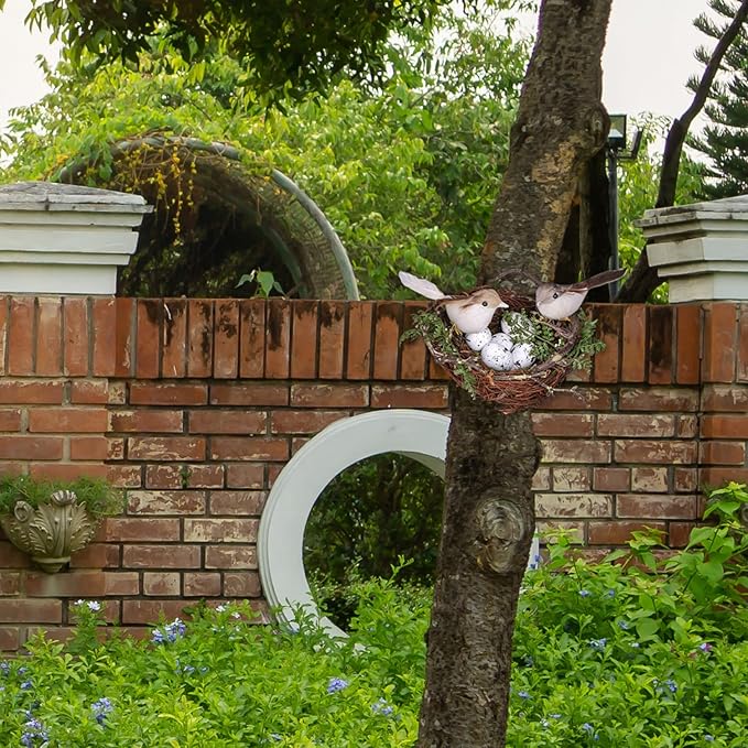 Artificial Bird Nest 1 Set Cute Realistic Birds Decor Natural DIY Bird Ornaments Decorative 5.9in Birds Nest Decorative Accessories for Photography Garden Yard Home