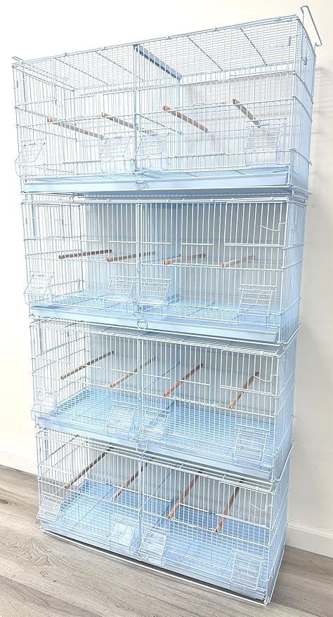 Large Lot-4 Stackable Breeder Bird Flight Parrot Cage Side Breeding Nest Box Door Removable Center Divider with Removable Rolling Stand