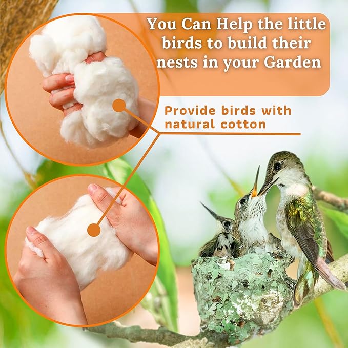 Hummingbird Nesters Bird Nesting Material Holder for Wild Birds Humming Bird House Materials Gifts for Bird Watching Nature Lovers Refillable Outdoor Bird Station (Cotton Nesting Material)