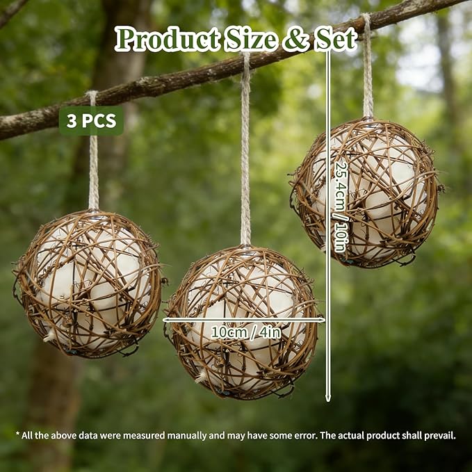 Gute Globe Hummingbird Nesters, Hummingbird Nesting Houses Set of 3, Bird Nesting Materials Holder, Refillable Balls Bird Nesting Station for Outdoor Wild Birds Wrens Finches Parrot