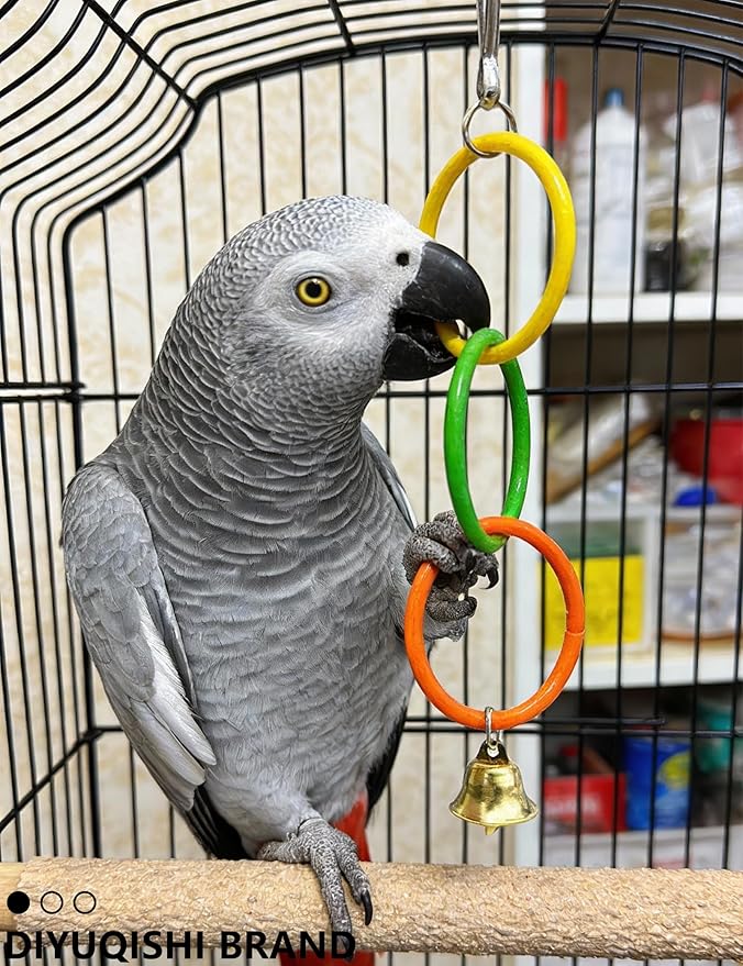 11 Pcs Bird Toys for Parakeets - Natural Cuttlefish Bone Calcium Chew Toys with Bells for Budgies, Lovebirds & Small Birds