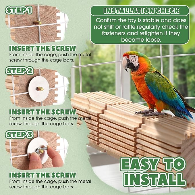 CroBlissful 1 Pcs Wooden Parrot Chew Toys Natural Wooden Bird Foraging Toy Chew Accessories Relieve Boredom and Anxiety, Foraging Toys, for Parakeet, Cockatiel, Conure, Budgie, Lovebird (L)