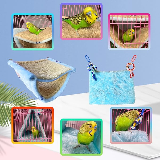 2Pcs Bird Bed for Cage Hanging Hammock Snuggle Hut Parrot Sleeping Bed Tent Toy Bird Nest Perch for Parakeet Budgies Cockatiels Cockatoo Finch Conures