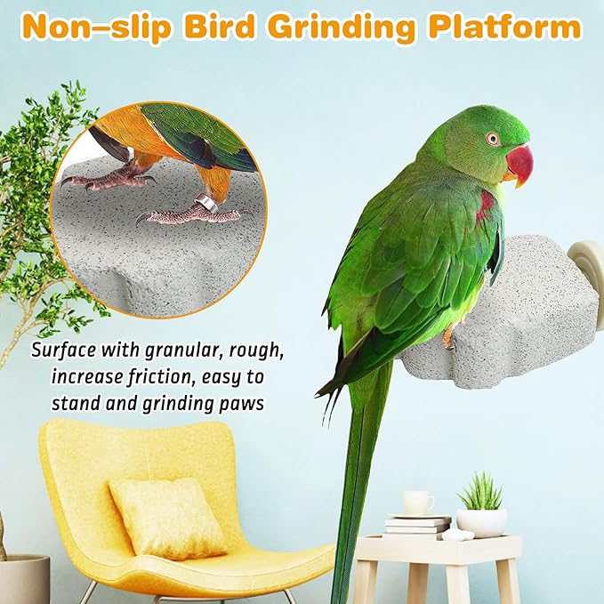 PINVNBY 6 PCS Bird Perch Parrot Beak Grinding Stone Calcium Mineral Parrot Perch Foot Claws Trimmer Chewing Toy Bird Cage Accessories for Small Medium Budgie Cockatiel Conure Lovebird (Grape)