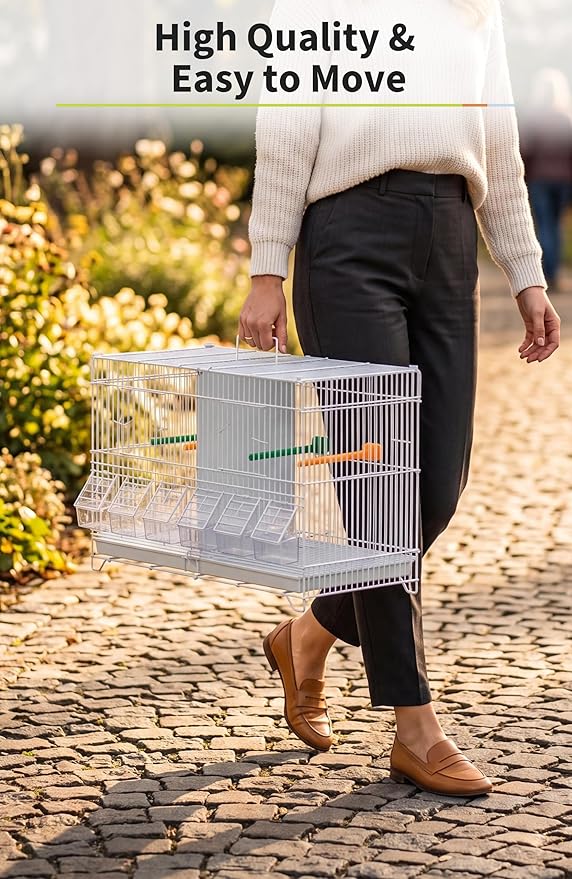 Garvee Bird Cage, 23''L Stackable Breeding Bird Cage, Divided Breeder Cage w/Individual Removeble Tray, Application for Conure,Macaw,Budgie,Cockatiel,Lovebirds,Parakeet