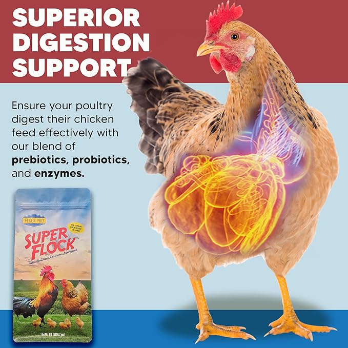 Super Flock Pro Boost Probiotic - Probiotics, Vitamins, Minerals and Electrolytes for Chickens | Chicken Vitamins and Supplements for All Poultry - 3lb