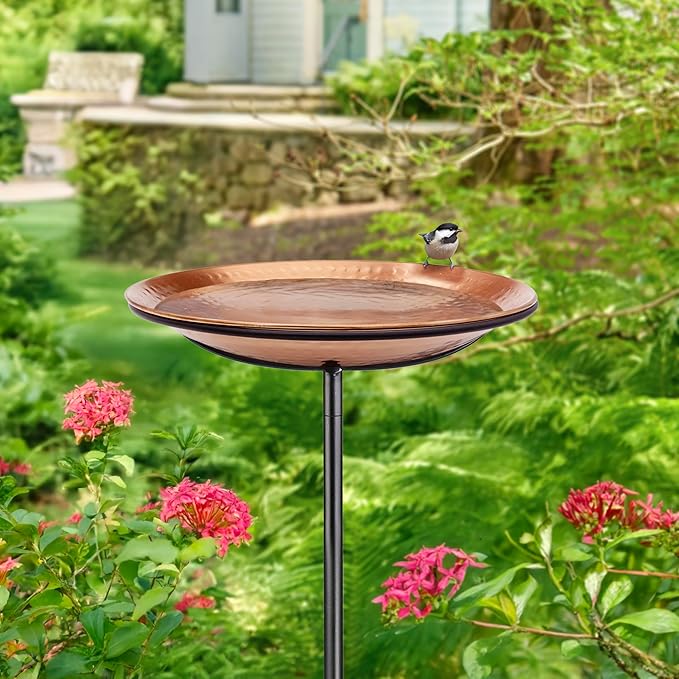 Good Directions Dimpled Copper Bird Bath on Garden Pole 13"