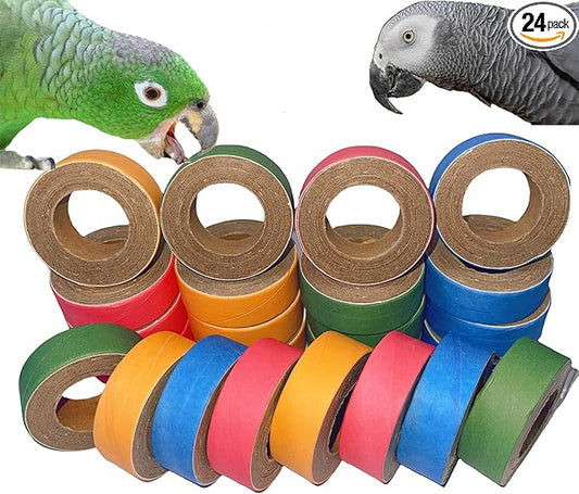 24Pcs Fatty Bagels Bird Toys for Parrots Durable Cardboard Chewing Shredding Foraging Foot 1.75" for Medium & Large Parrot Amazons Mini Macaws African Greys Cockatoos Eclectus Senegal