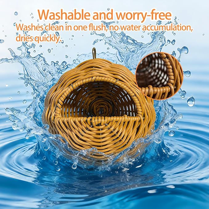 Bird Nest, Warm Bird Bed for Cage Parrot Nesting House Hanging Parakeet Cage Accessories for Lovebird, Canary, Budgie, Finch, Hamster (G-Hole Style)