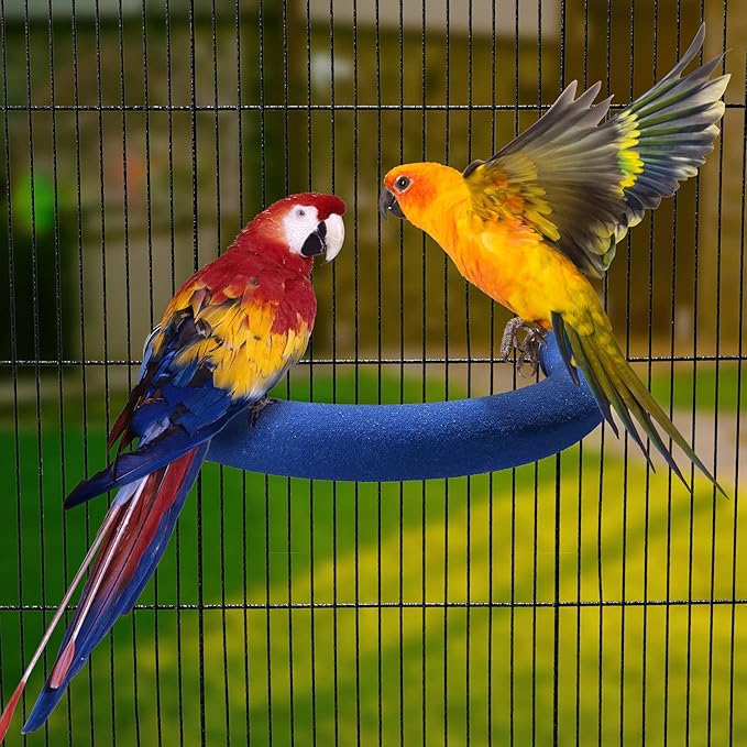 FrgKbTm U Shape Parrot Perch Stand Toy Bird Platform Sand Paw Grinding Clean Stick Exercise Conure Budgie Cockatiel Cage Accessories (Blue)