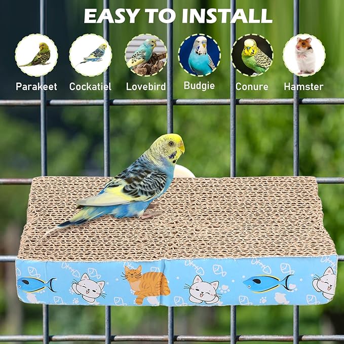 COMNICO 2 PCS Bird Chew Toy Parrot Cage Perch Cardboard Platform Bird Paw Grinding Stand for Cage Birds Resting Platform Stand Parrot Playground Exercise Toys ParakeetsCage Accessories (Size M