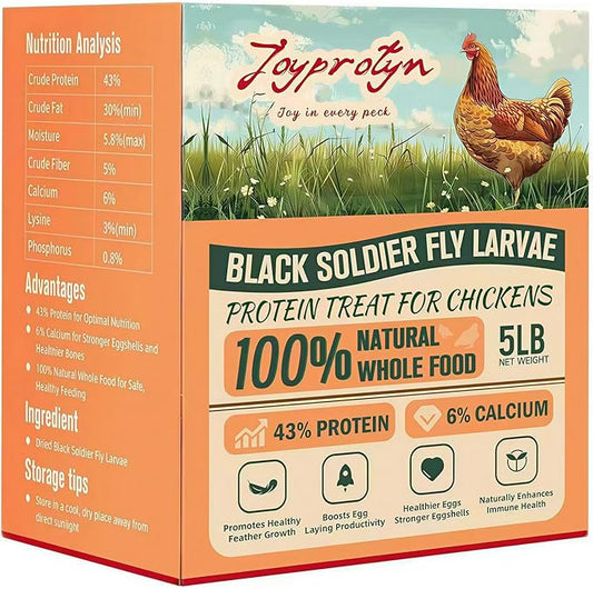 5LB Non-GMO Dried Black Soldier Fly Larvae for Chickens – 85X More Calcium Grubs Than Mealworms for Strong Eggshells & Healthy Growth - High Protein for Chickens, Birds, Ducks, Geese & Pets