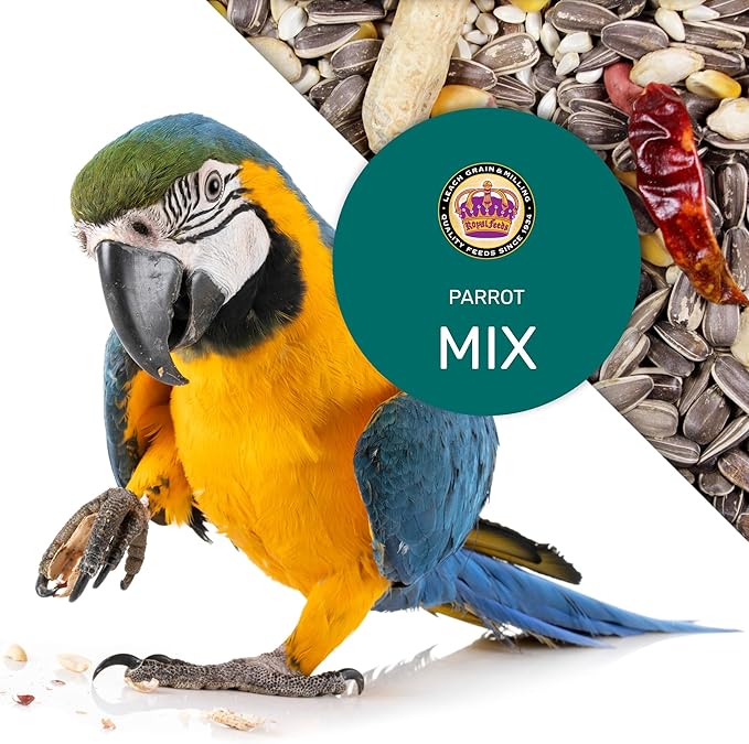Parrot Mix 5 Lbs, Premium Parrot Food, Nutrient-Rich Blend Birdseed, Supports Energy, Growth & Digestive Health, Parrot Bird Seed for Macaws, Cockatoos, African Greys, Amazons, Conures and Cockatiels