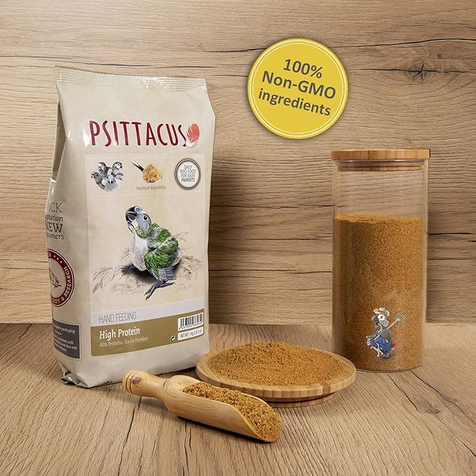 Psittacus High Protein Hand-Feeding Formula 2.2 lb | Diet for Baby Amazons, Cockatoos and Ringneck Parrots | Premium Food for Birds, 100% no-GMO