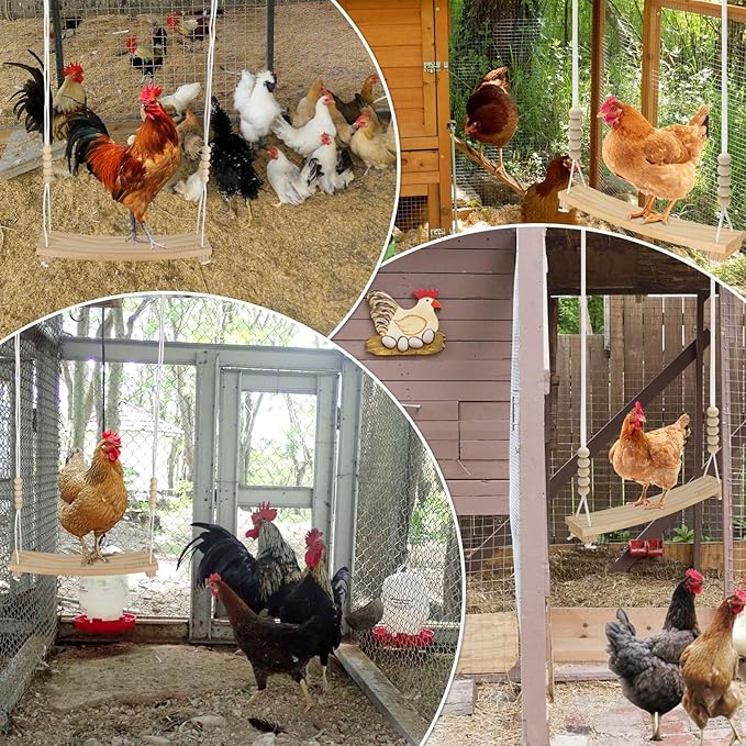 Arc-Shaped Chicken Swing Perch Enrichment Toys Handmade,Chicken Accessories for Chicken Coop Decor,Run,Playground Must Haves,Essentials Supplies for Real Chickens,Hens