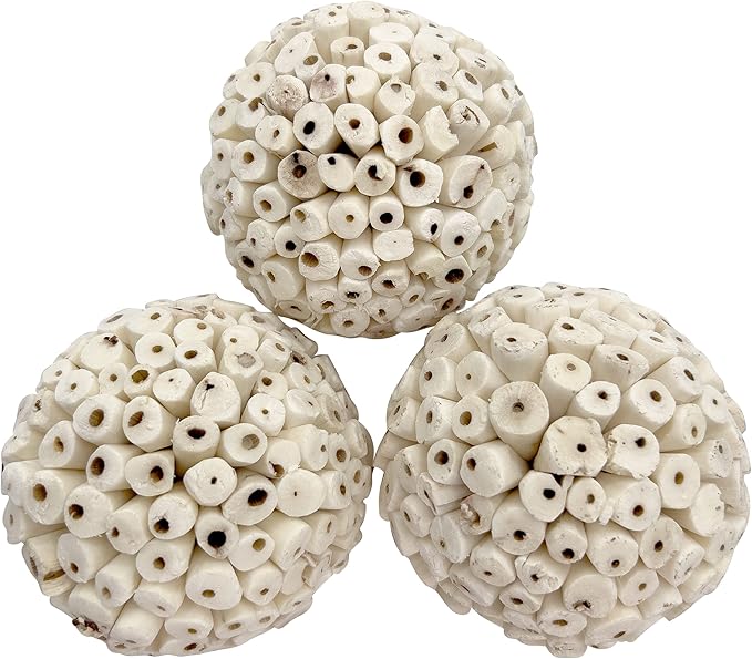 5109 Mega 4 Inch Sola Ball Pk3 - Huge handmade natural sola wood balls, Made from air dried pieces of natural sola wood, Break up for extra material, Foraging fun for large pets Macaw Cockatoo Grey