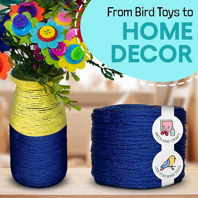 Super Bird Creations SB50027 Braided Polly Rope - Ideal for Making Bird Toys & Crafting - Hollow Polyethylene Cordage - 1/8" Diameter & 500 Meters Long - Ideal for Parrots - Vibrant Blue